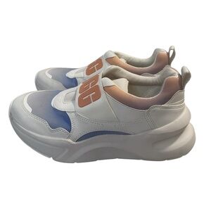UGG La Flex Women’s 6.5 Slip-On Chunky Sneakers White Blue Peach, Logo